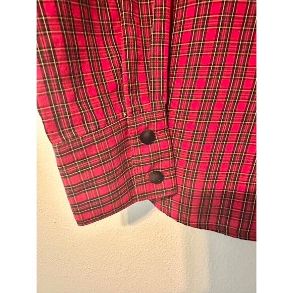 VTG Karen Scott Plaid Button Up Shirt Christmas Holly Scottish Terrier Woman’s M - Picture 7 of 10